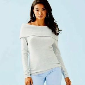 Lily Pulitzer L Grey Christine off the shoulder top